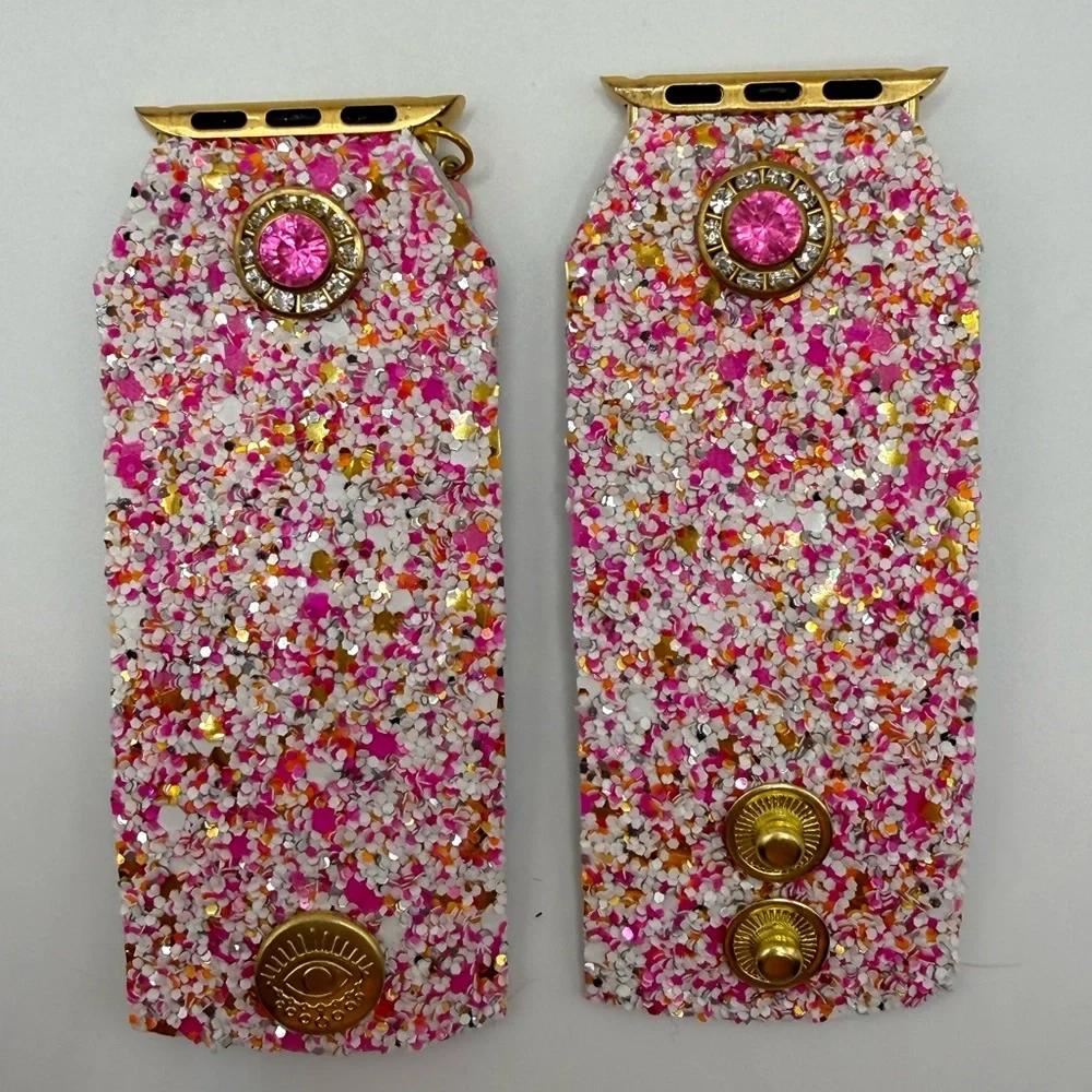 Watch Me Creations Pink‎ Confetti Glitter Apple Watch Band